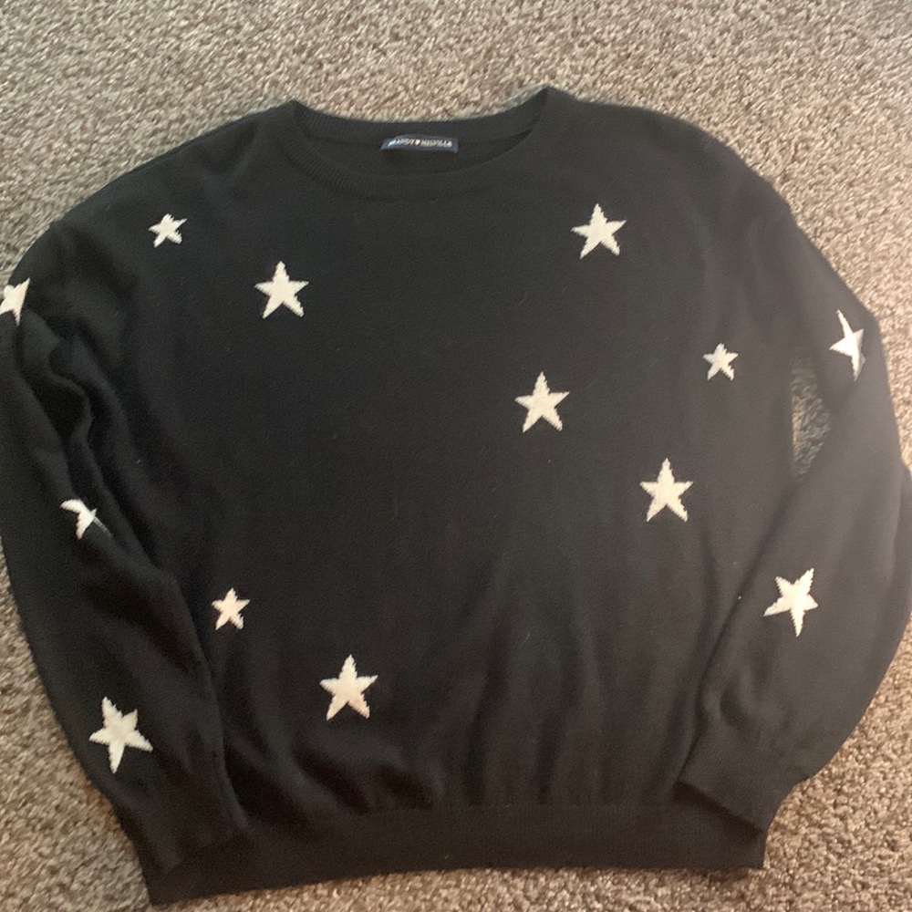 Brandy Melville Stars Black Sweater Womens SZ One SZ Small Pre-Owned